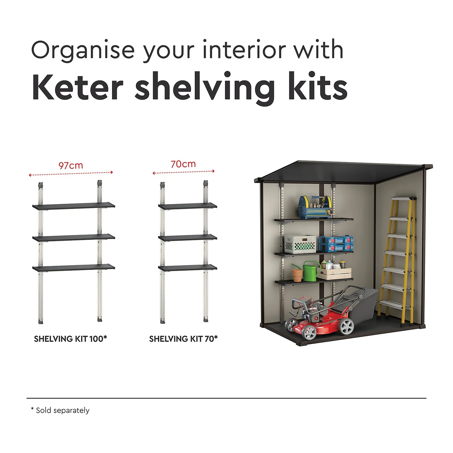 Keter Manor 6 X 4ft Outdoor Garden Pent Storage Shed - Beige/Brown 9 Keter Manor 6 X 4ft Outdoor Garden Pent Storage Shed - Beige/Brown - Image 7