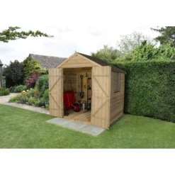 7x5ft Forest Natural Timber Overlap Apex Pressure Treated Wooden Shed -Garden Care Shop 12810891 1204833194309463