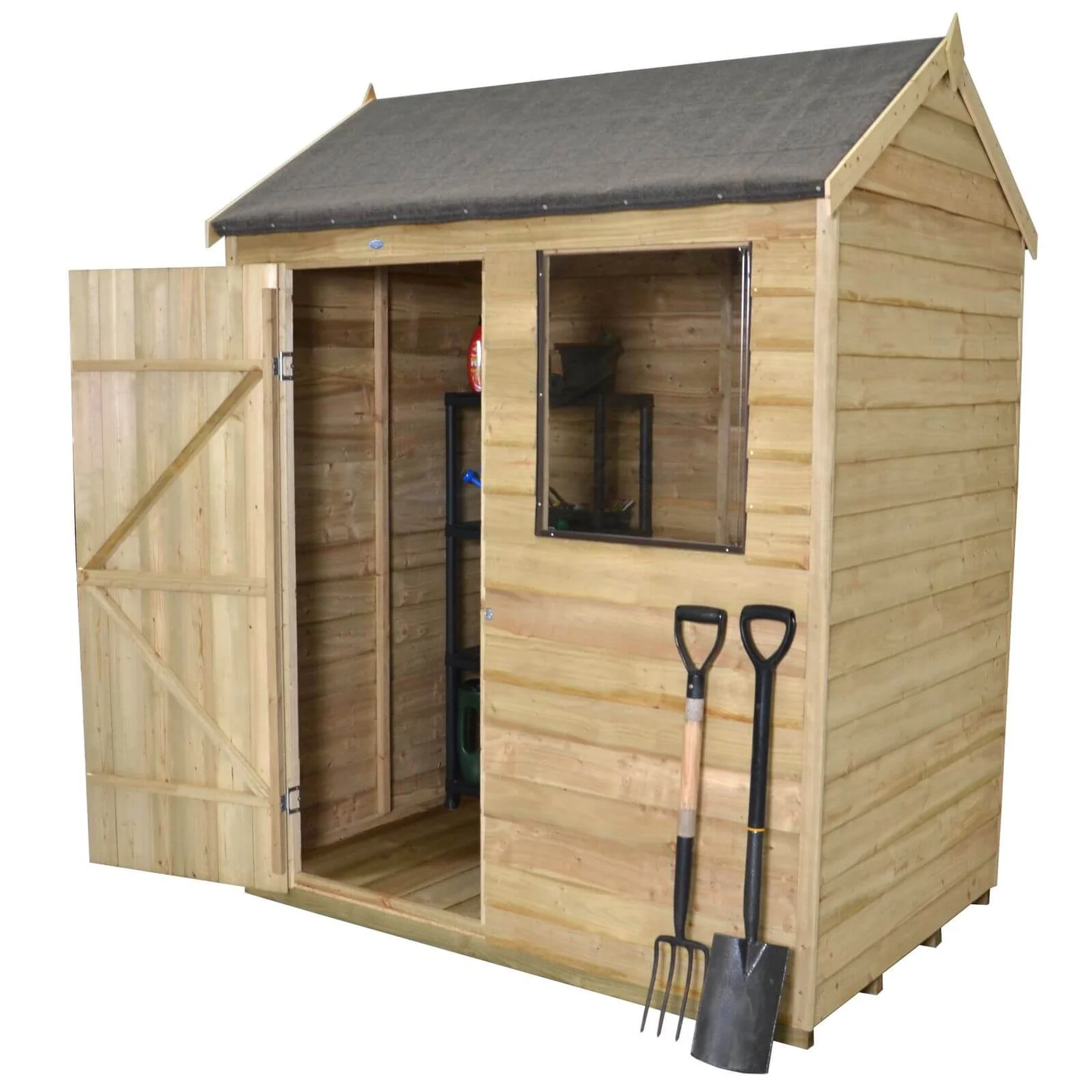 6x4ft Forest Natural Timber Overlap Reverse Apex Wooden Shed 5 6x4ft Forest Natural Timber Overlap Reverse Apex Wooden Shed - Image 3