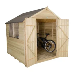 7x7ft Forest Natural Timber Overlap Apex Pressure Treated Wooden Shed -Garden Care Shop 12810900 6184833193629543