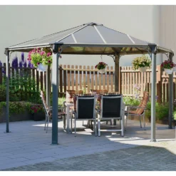 Palram - Canopia Monaco Hexagonal Garden Gazebo Grey -Garden Care Shop 12810973 1644924172856303