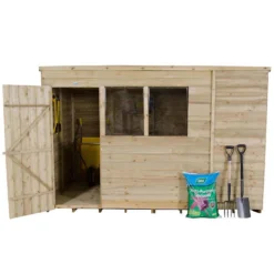 10x6ft Forest Wooden Overlap Pressure Treated Pent Shed -incl. Installation -Garden Care Shop 12815042 1354845697845306