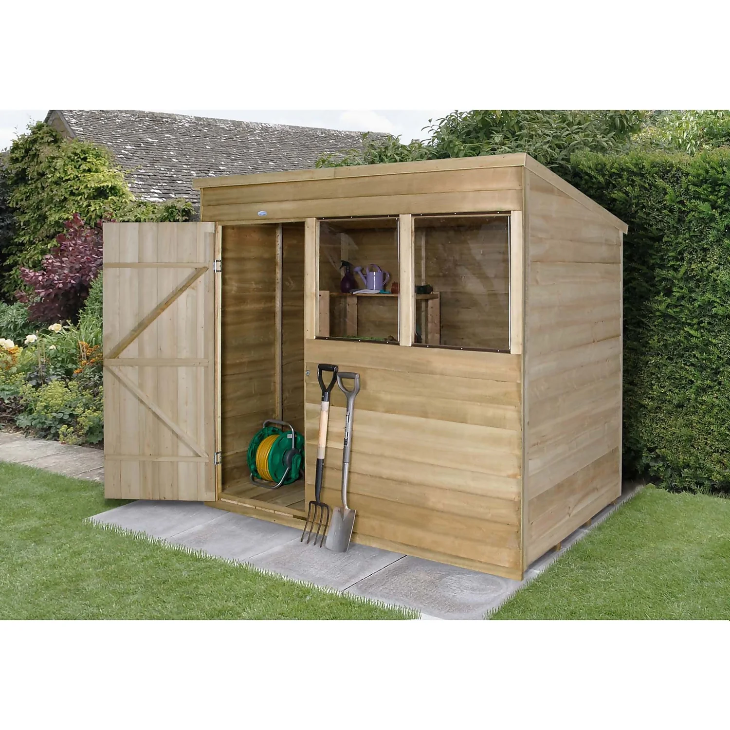 7x5ft Forest Wooden Overlap Pressure Treated Pent Shed -incl. Installation 4 7x5ft Forest Wooden Overlap Pressure Treated Pent Shed -incl. Installation - Image 2
