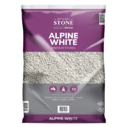 Stylish Stone Premium Alpine White Chippings - Large Pack - 19kg -Garden Care Shop 12815203 2174902949019901