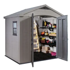 Keter Factor 8 X 6ft Outdoor Garden Apex Storage Shed - Beige/Brown -Garden Care Shop 12817713 1434895619258087