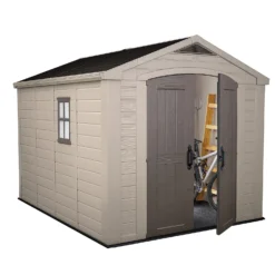 Keter Factor 8 X 11ft Outdoor Garden Apex Storage Shed - Beige/Brown -Garden Care Shop 12817718 1354895623422864