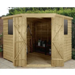 8x8ft Forest Overlap Pressure Treated Corner Shed -incl. Installation -Garden Care Shop 12824009 1874833221035740