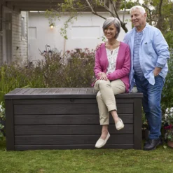 Keter Westwood Outdoor Garden Storage Box 570L - Brown -Garden Care Shop 12828828 1424858568511597