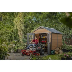 Keter Newton 7.5 X 9ft Outdoor Plastic Garden Storage Shed - Brown -Garden Care Shop 12833042 2074843484722095