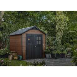 Keter Newton 7.5 X 9ft Outdoor Plastic Garden Storage Shed - Brown -Garden Care Shop 12833042 4094843484755167