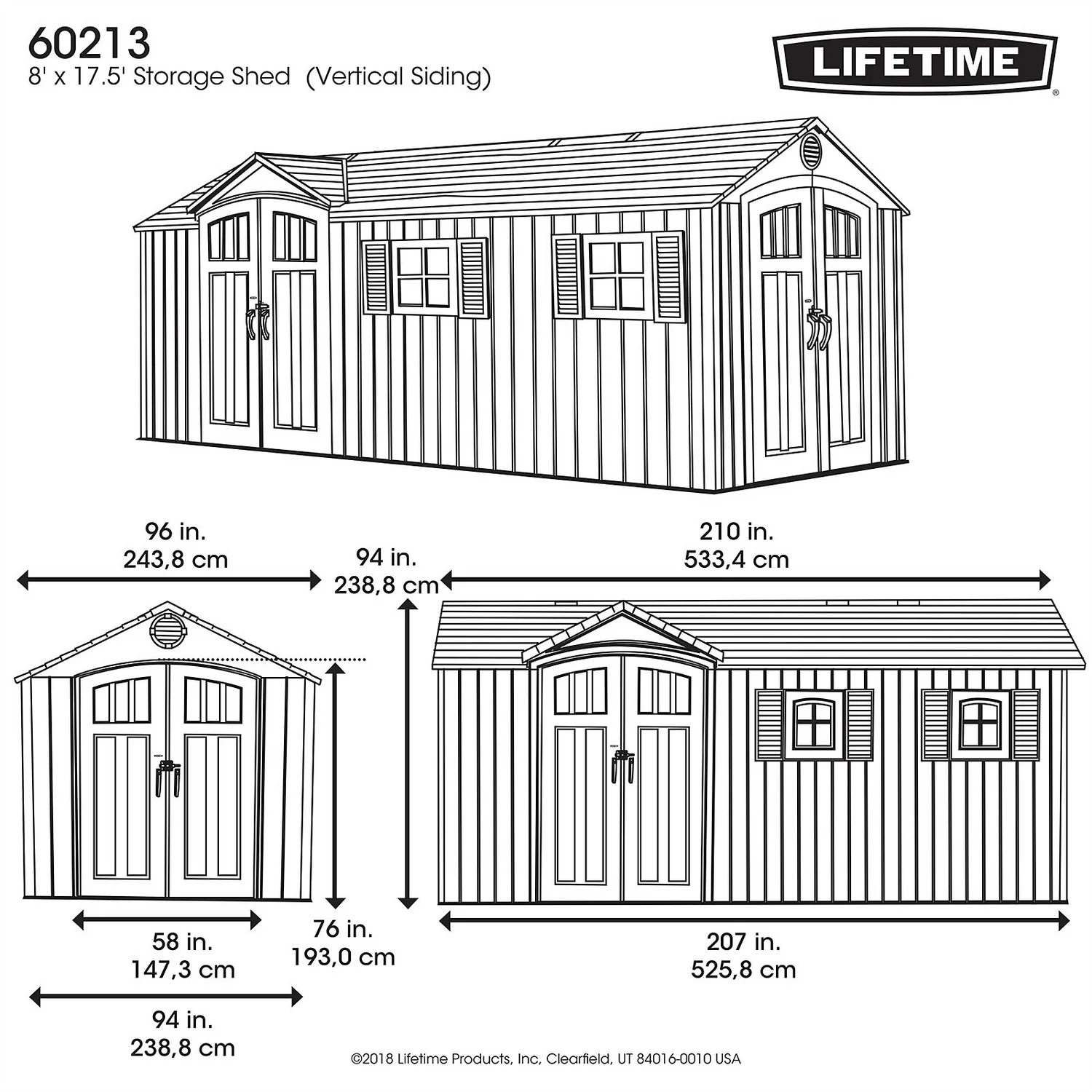 Lifetime 17.5 X 8 Ft Dual Entry Outdoor Storage Shed 10 Lifetime 17.5 X 8 Ft Dual Entry Outdoor Storage Shed - Image 8