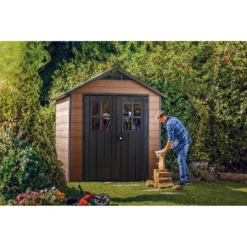 Keter Newton 7.5 X 7ft Outdoor Plastic Garden Storage Shed - Brown -Garden Care Shop 12909854 8124845876235410
