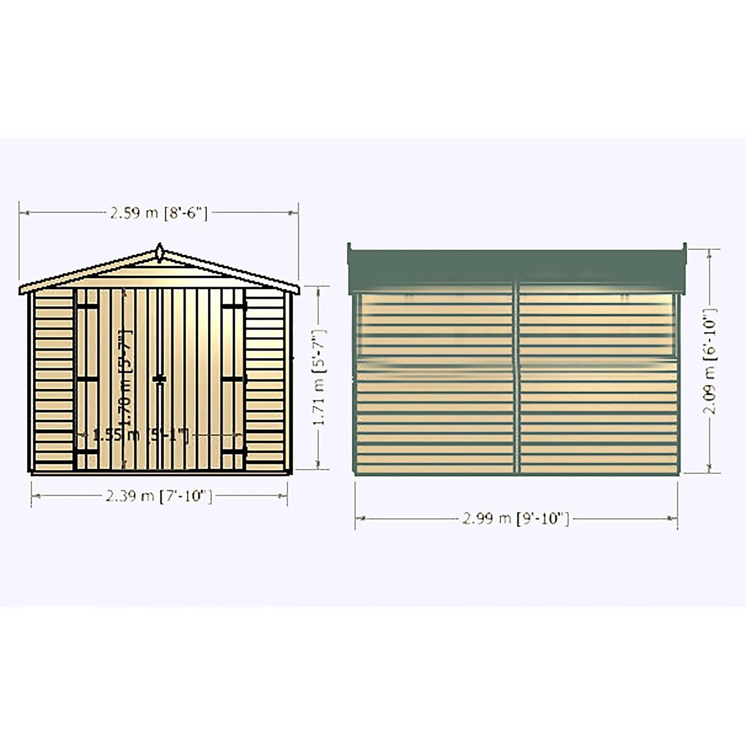 Shire 10 X 8ft Shed Overlap Double Door - No Windows 11 Shire 10 X 8ft Shed Overlap Double Door - No Windows - Image 9