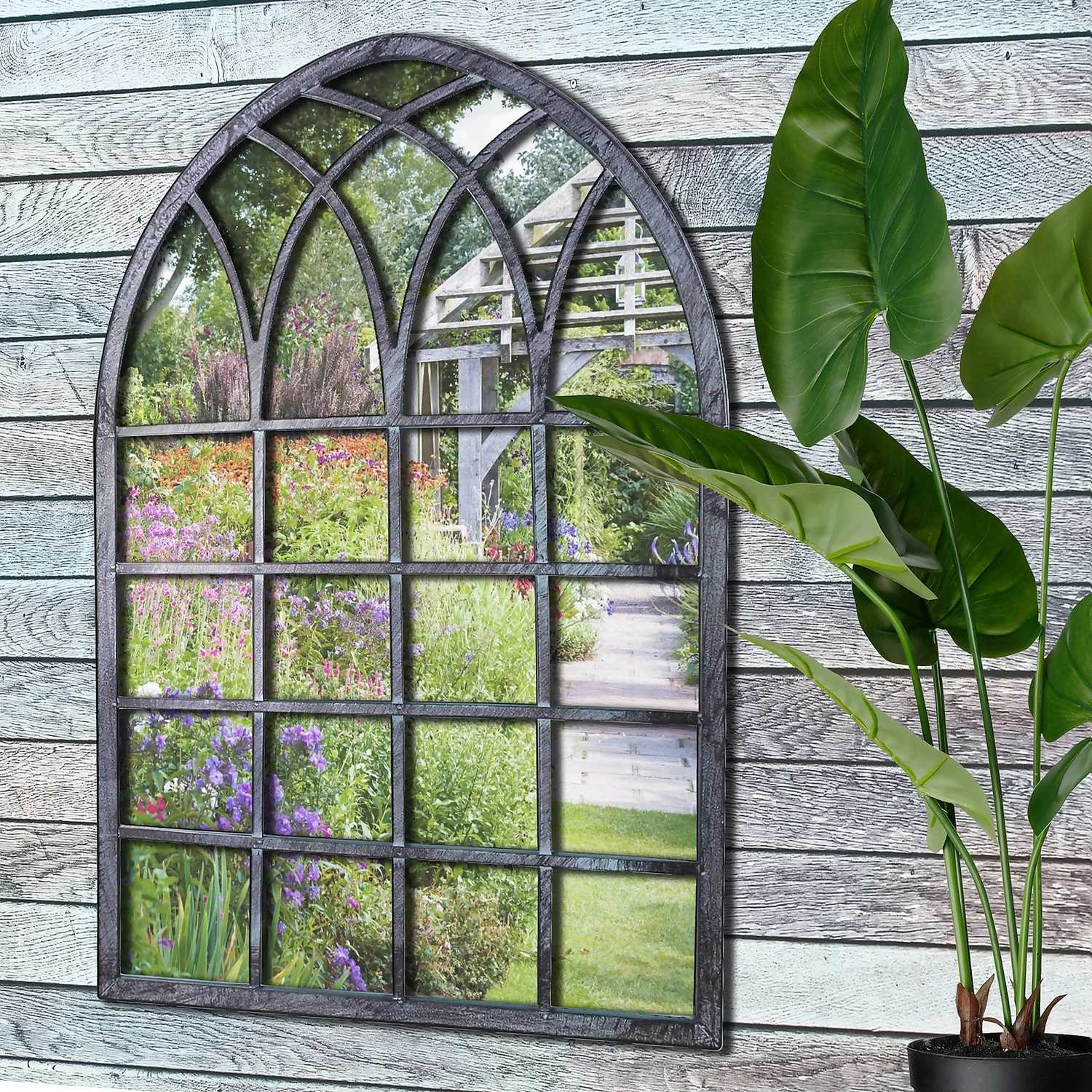 Metal Framed Gothic Outdoor Garden Mirror 4 Metal Framed Gothic Outdoor Garden Mirror - Image 2