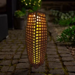 Homebase Edit Solar Solar Rattan Weave Lantern