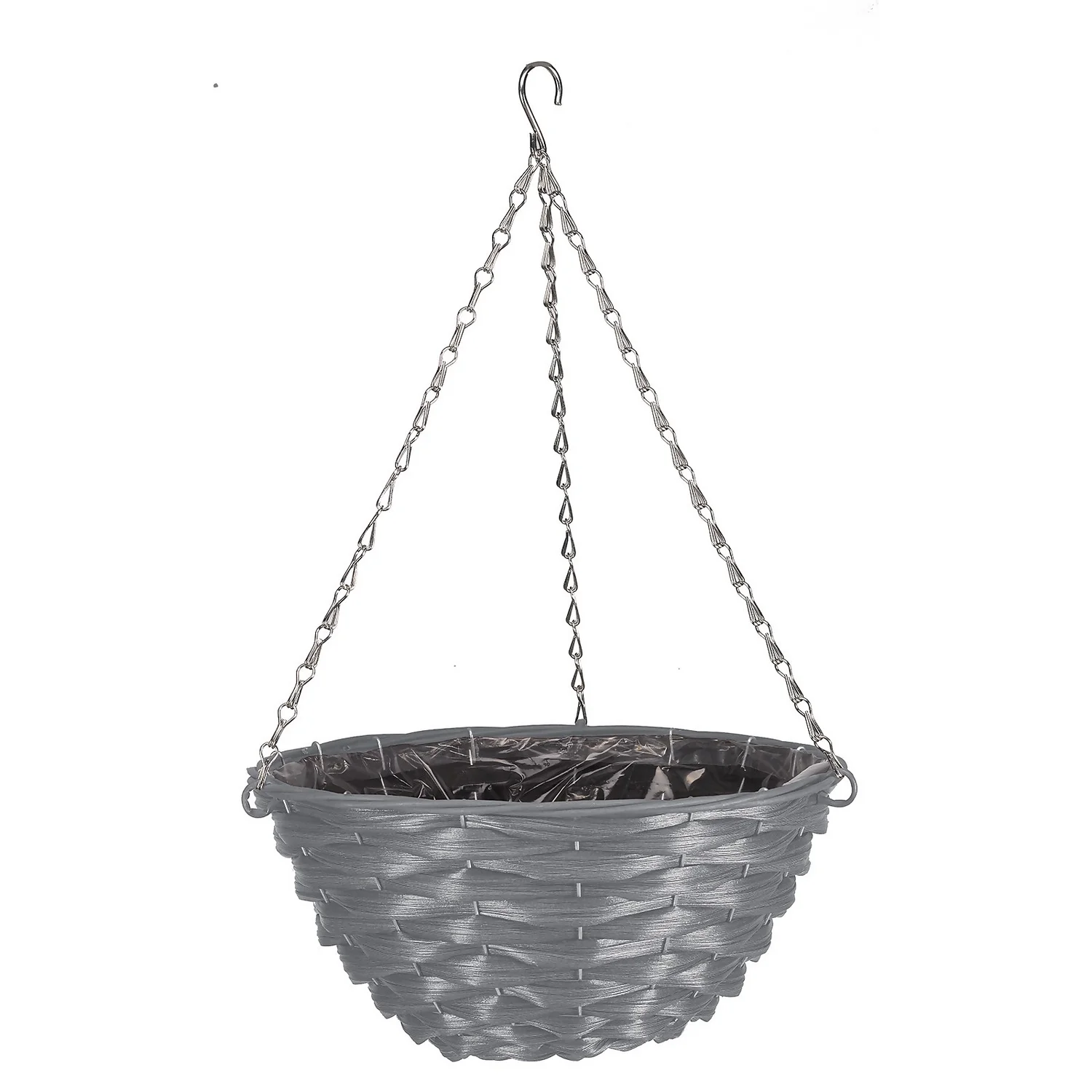 14in Faux Rattan Hanging Basket - Slate 3 14in Faux Rattan Hanging Basket - Slate