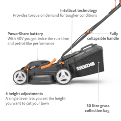 WORX 40V WG779E.1 Cordless Lawn Mower - 34cm -Garden Care Shop 13326413 2294944673153362
