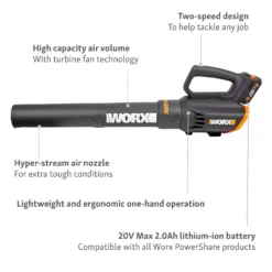 Worx WG547E Turbine 20V 2.0Ah Cordless Garden Blower 12 Worx WG547E Turbine 20V 2.0Ah Cordless Garden Blower -Garden Care Shop 13326414 7854900642900455