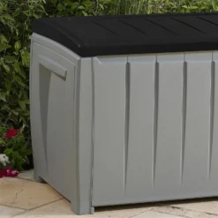 Keter Ace Outdoor Garden Storage Box 124 X 55 X 62.5 Cm - Grey And Black -Garden Care Shop 13432924 3844947994747044
