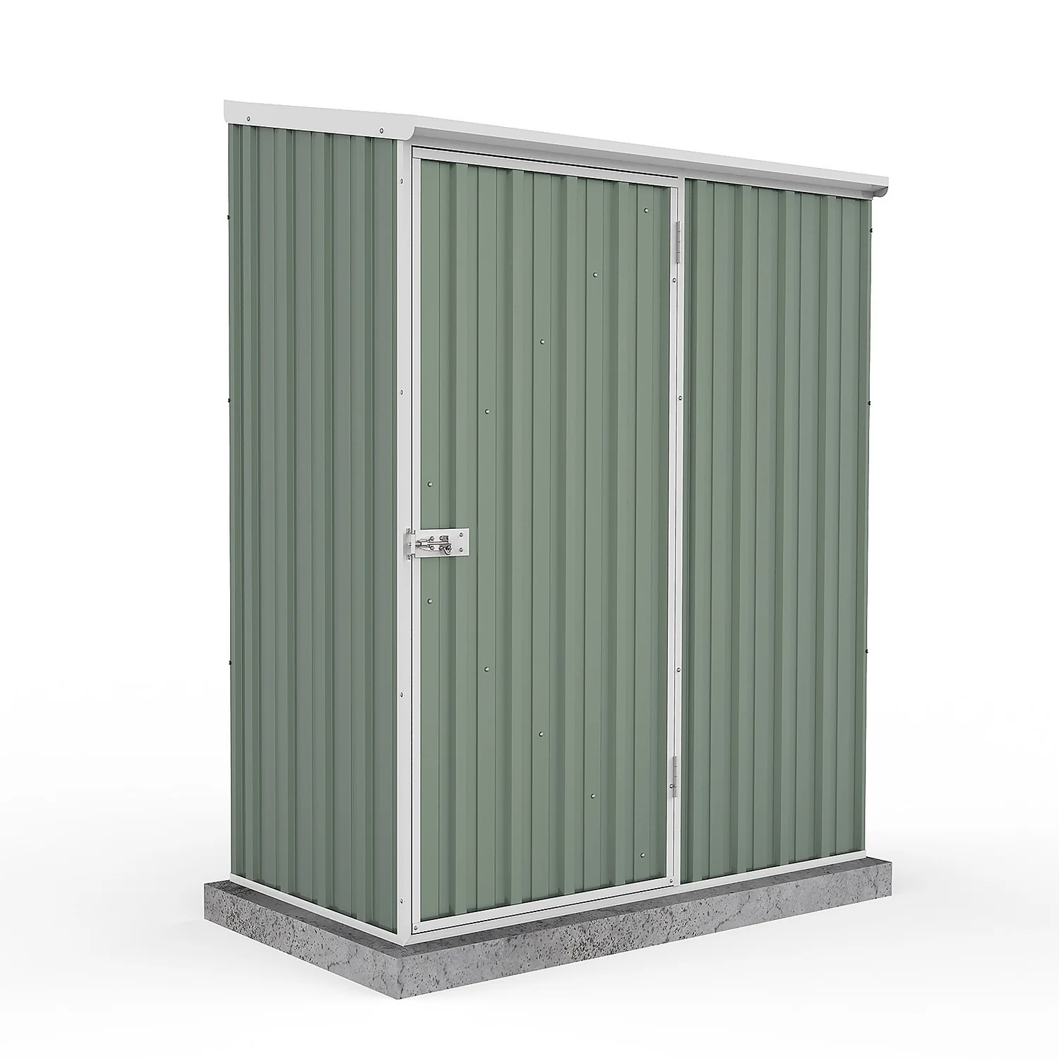 Absco 5 X 3ft Space Saver Metal Pent Shed - Green 3 Absco 5 X 3ft Space Saver Metal Pent Shed - Green