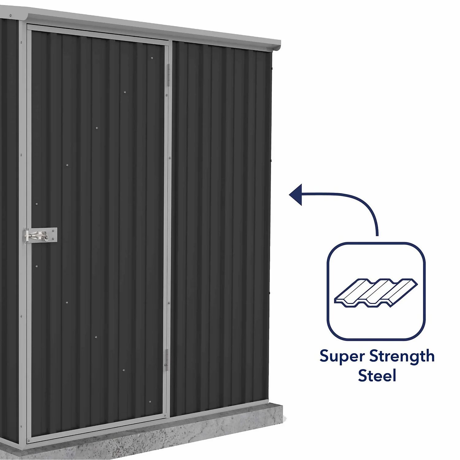 Absco 5 X 3ft Space Saver Metal Pent Shed - Dark Grey 9 Absco 5 X 3ft Space Saver Metal Pent Shed - Dark Grey - Image 7