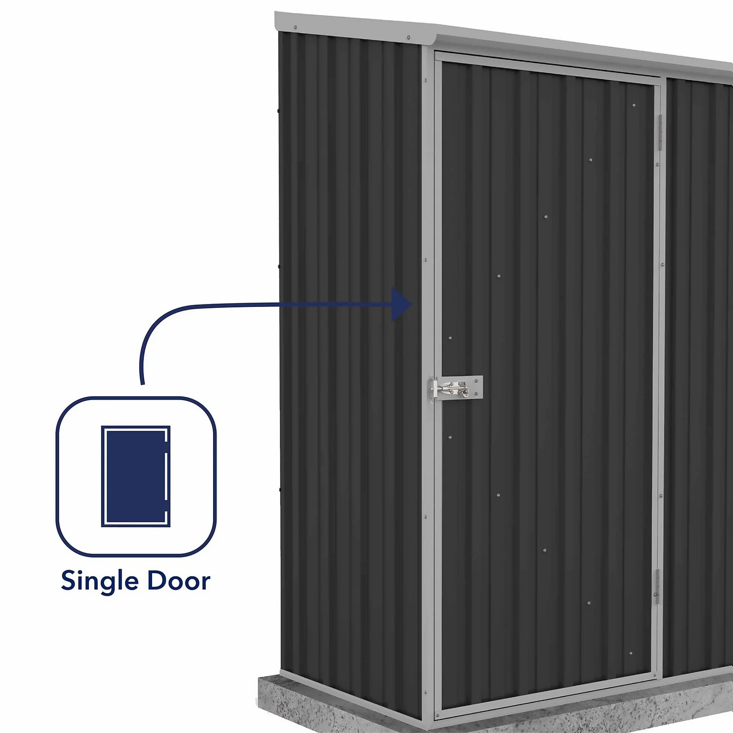 Absco 5 X 3ft Space Saver Metal Pent Shed - Dark Grey 7 Absco 5 X 3ft Space Saver Metal Pent Shed - Dark Grey - Image 5