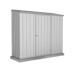 Absco 7.5 X 3ft Space Saver Metal Pent Shed - Zinc