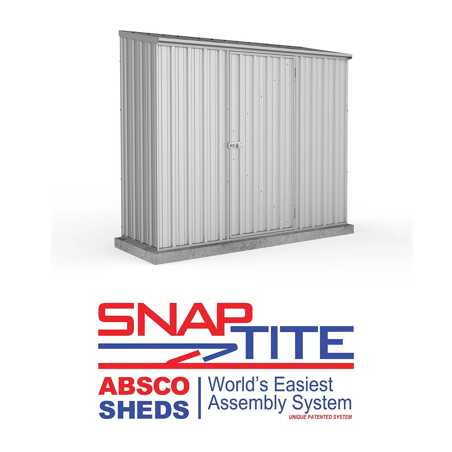 Absco 7.5 X 3ft Space Saver Metal Pent Shed - Zinc 4 Absco 7.5 X 3ft Space Saver Metal Pent Shed - Zinc - Image 2
