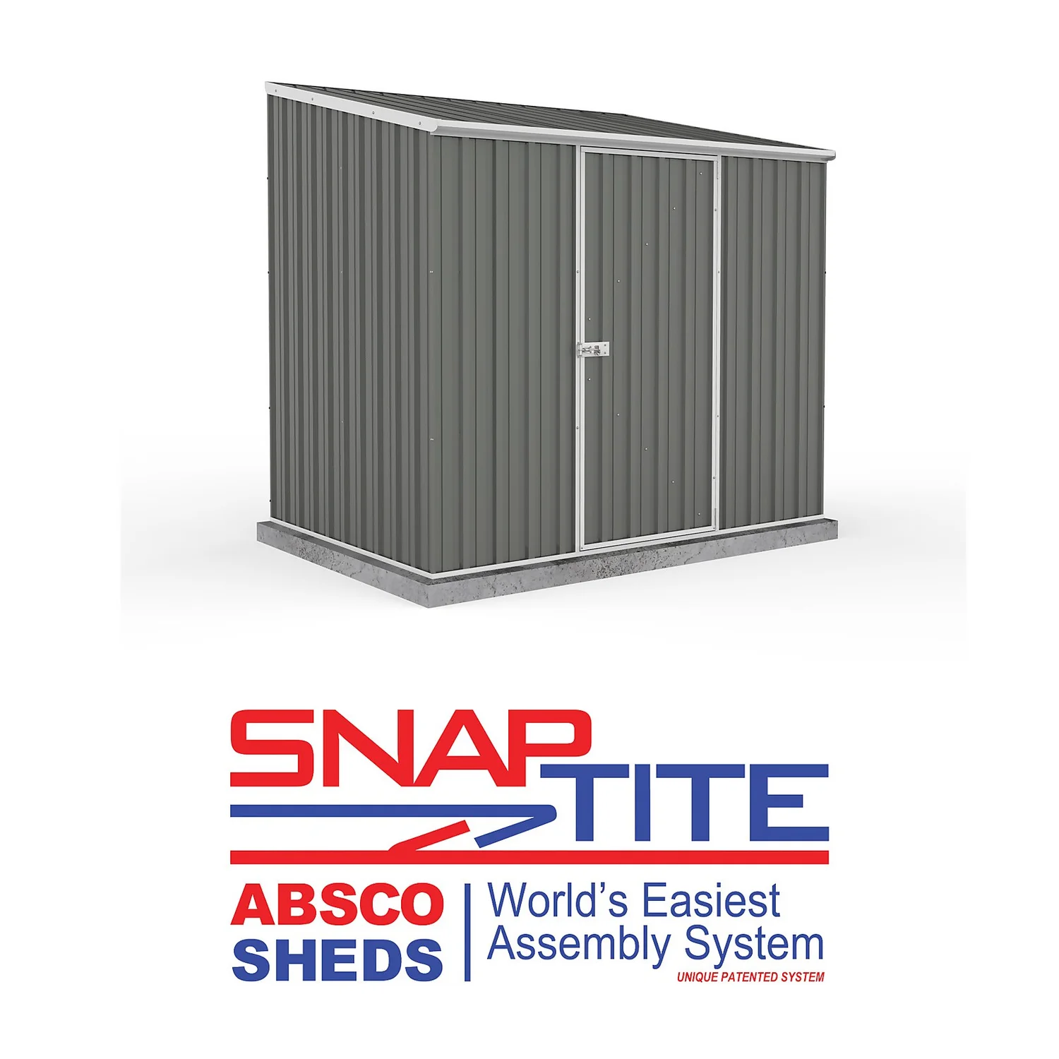Absco 7.5 X 5ft Space Saver Metal Pent Shed - Grey 4 Absco 7.5 X 5ft Space Saver Metal Pent Shed - Grey - Image 2