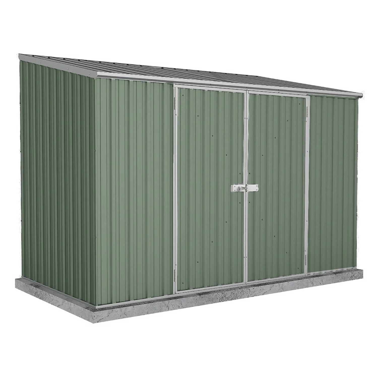Absco 10 X 5ft Space Saver Metal Pent Shed - Green 3 Absco 10 X 5ft Space Saver Metal Pent Shed - Green