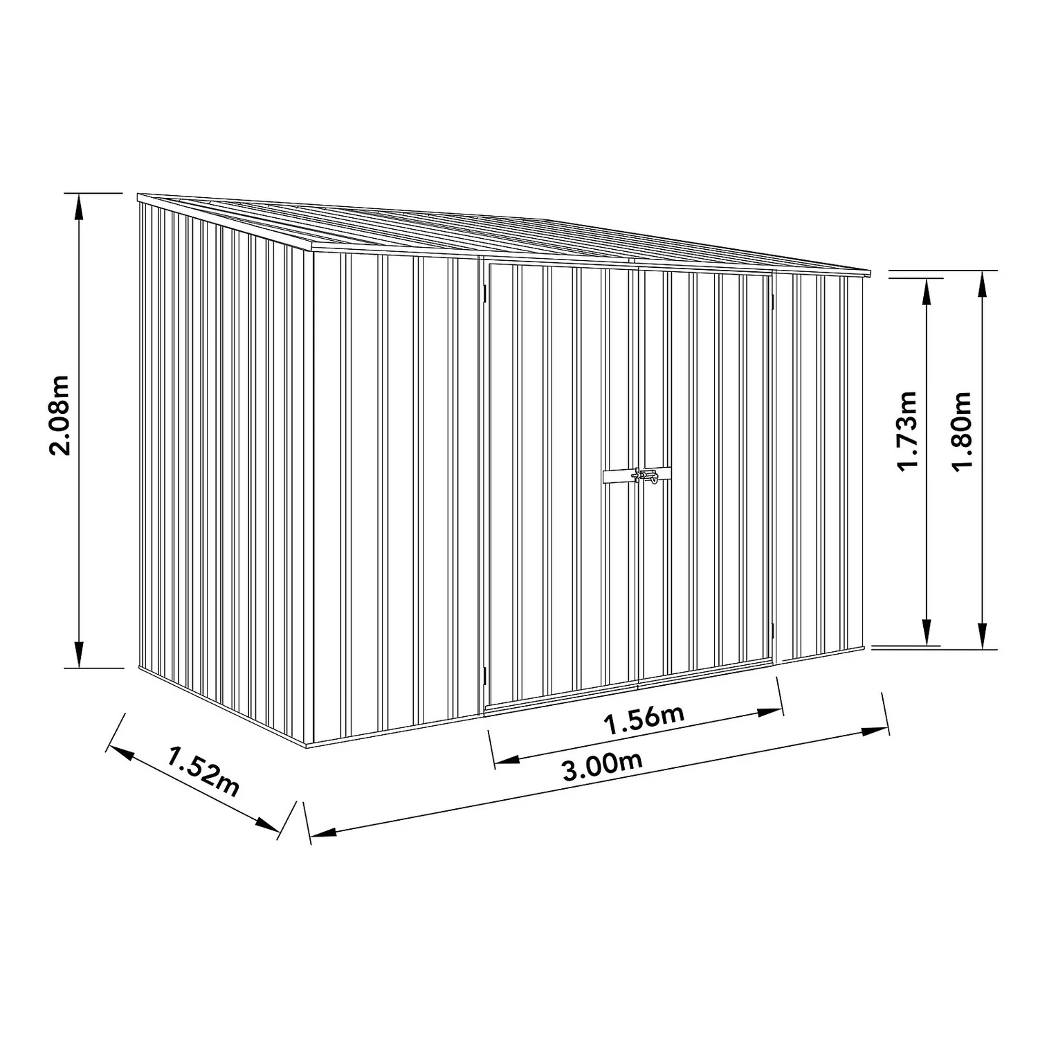 Absco 10 X 5ft Space Saver Metal Pent Shed - Green 5 Absco 10 X 5ft Space Saver Metal Pent Shed - Green - Image 3