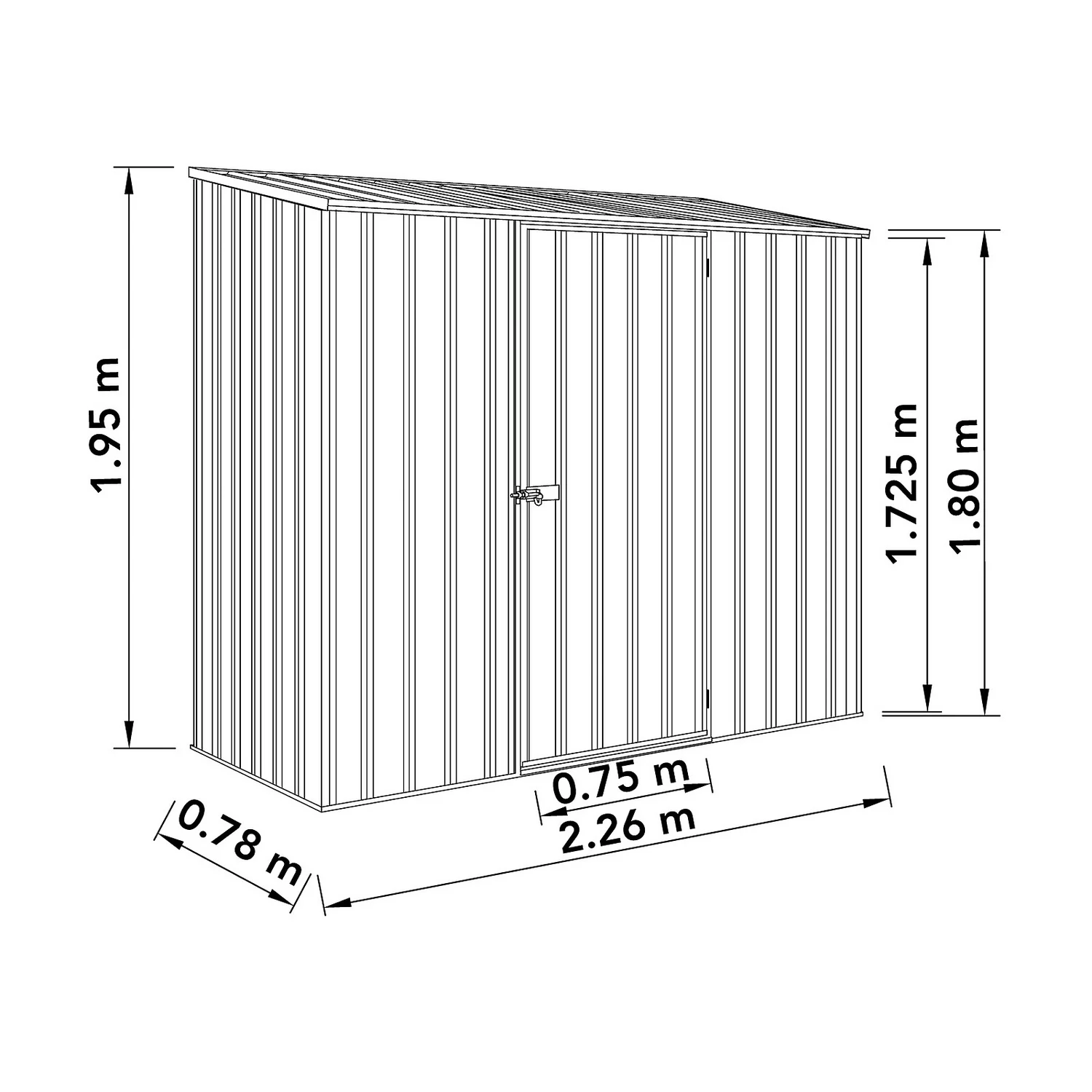 Absco 7.5 X 3ft Space Saver Metal Pent Shed - Grey 5 Absco 7.5 X 3ft Space Saver Metal Pent Shed - Grey - Image 3