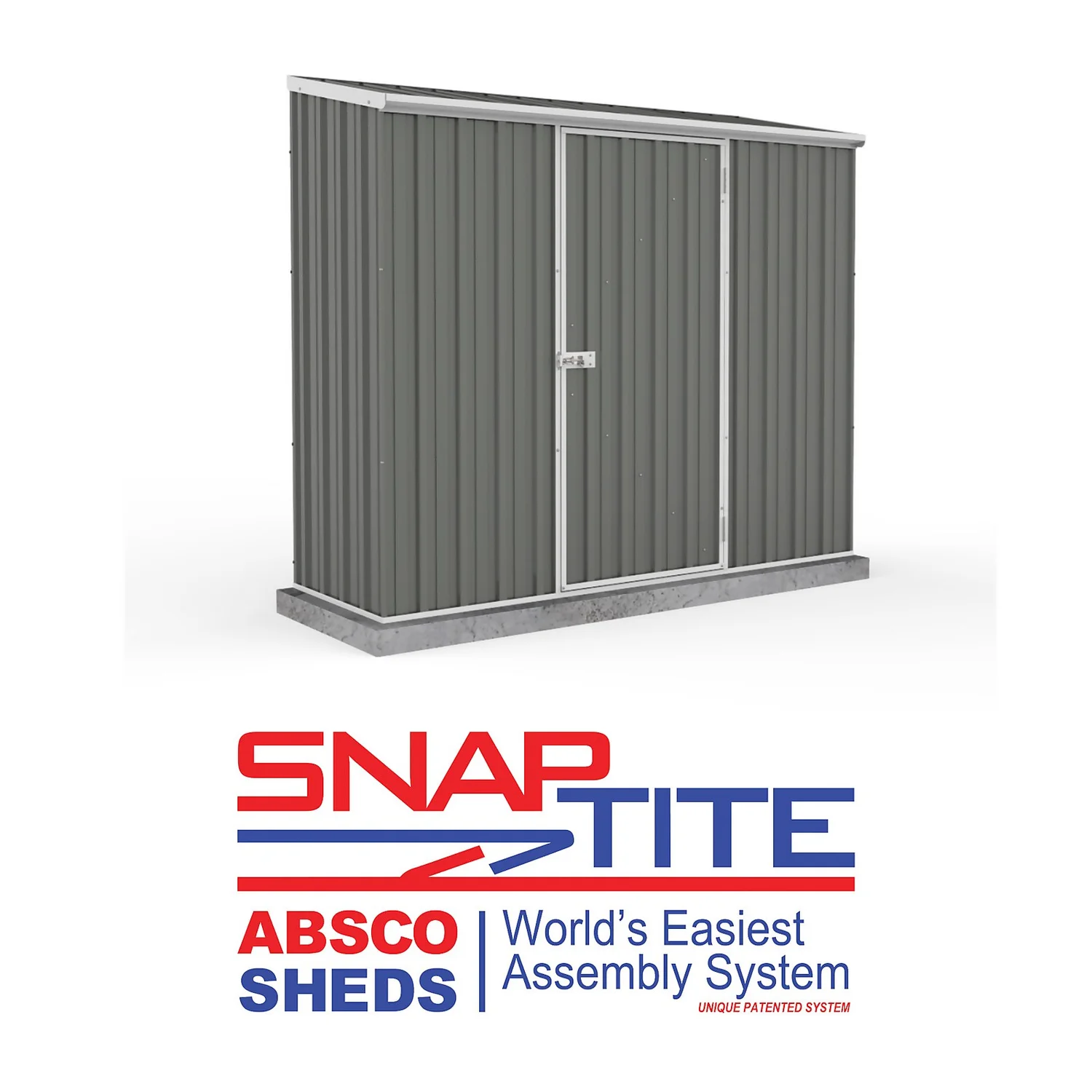 Absco 7.5 X 3ft Space Saver Metal Pent Shed - Grey 4 Absco 7.5 X 3ft Space Saver Metal Pent Shed - Grey - Image 2