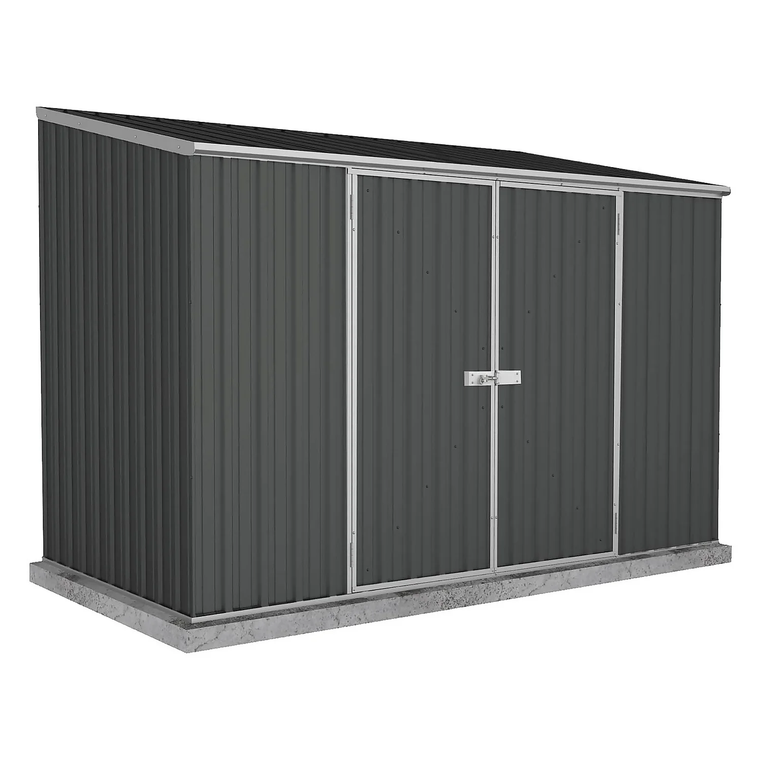 Absco 10 X 5ft Space Saver Metal Pent Shed - Dark Grey 3 Absco 10 X 5ft Space Saver Metal Pent Shed - Dark Grey