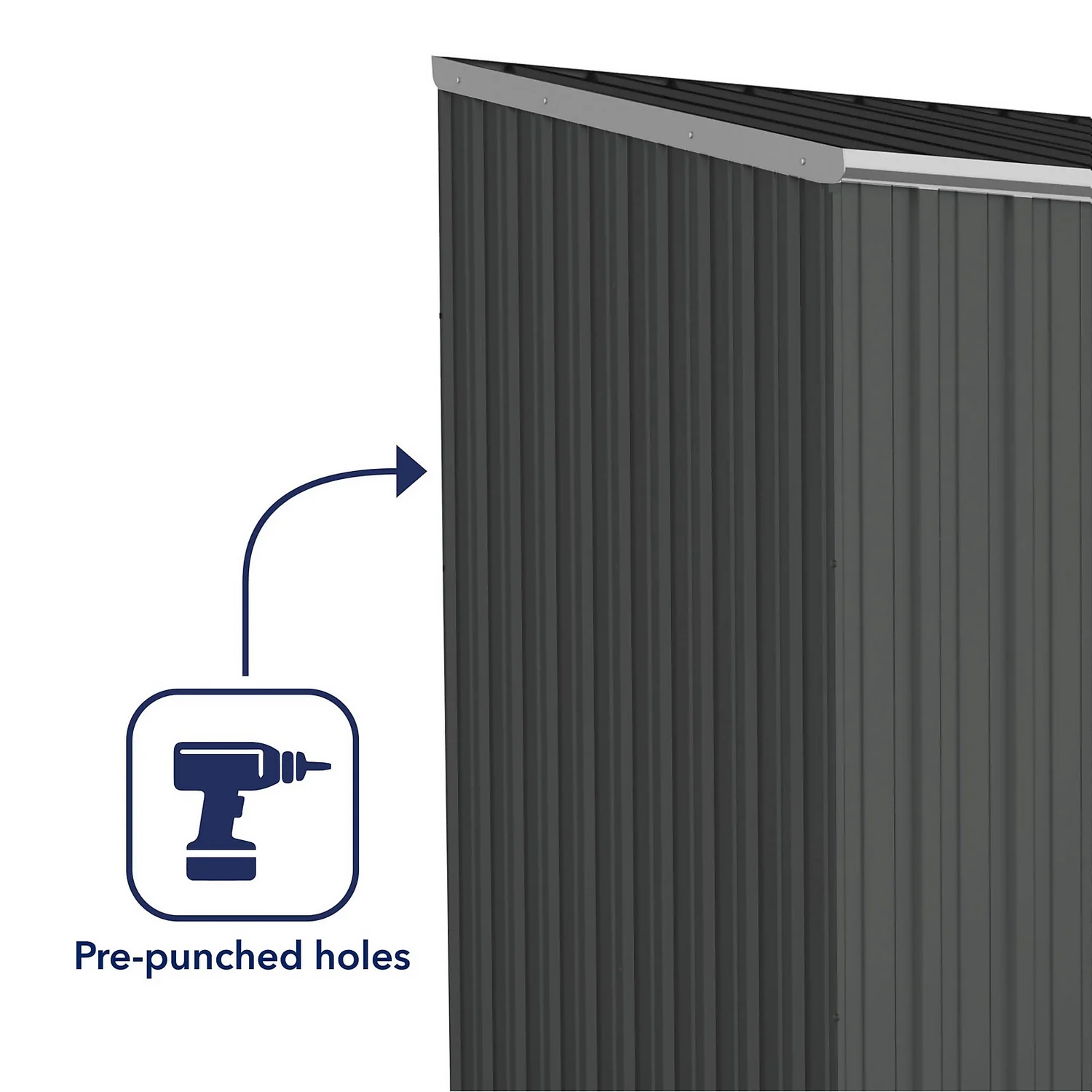 Absco 10 X 5ft Space Saver Metal Pent Shed - Dark Grey 8 Absco 10 X 5ft Space Saver Metal Pent Shed - Dark Grey - Image 6