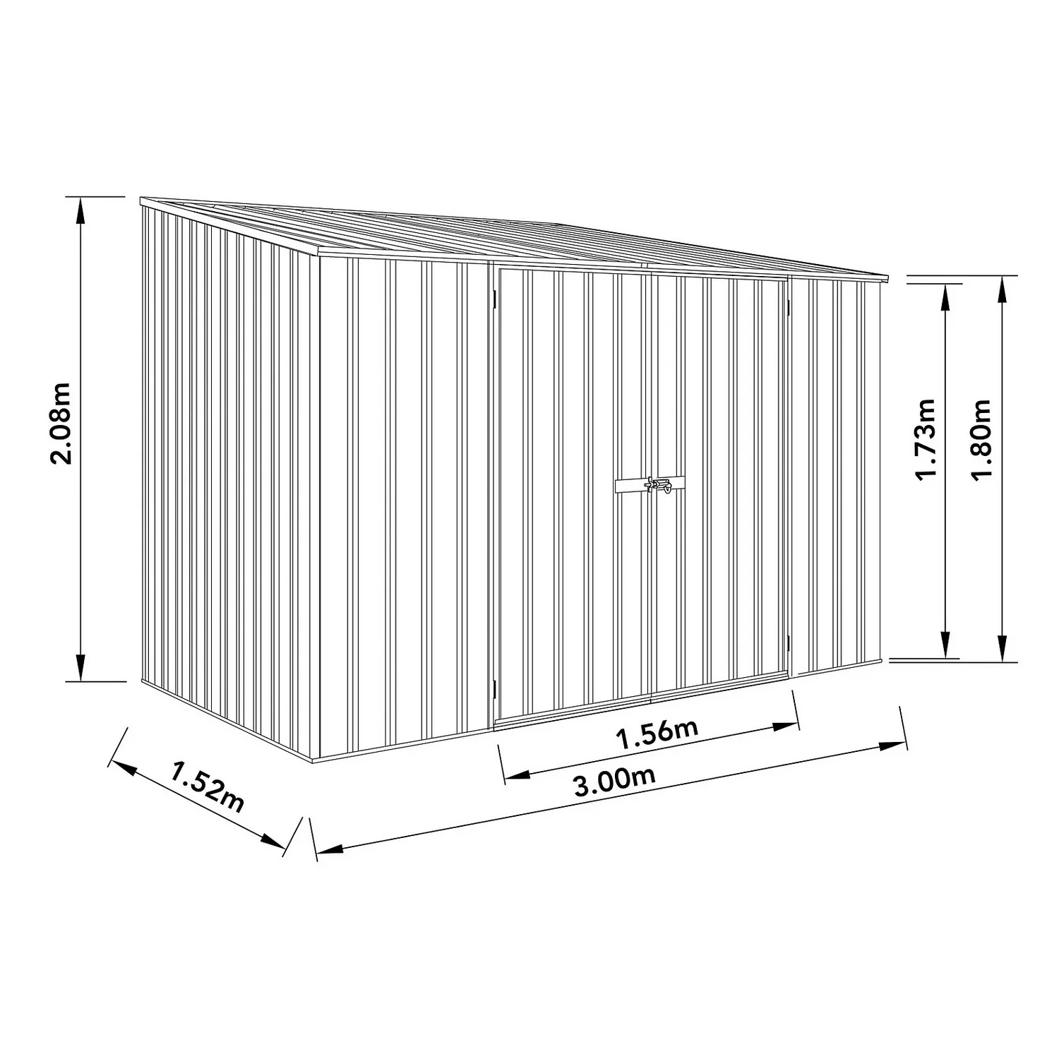 Absco 10 X 5ft Space Saver Metal Pent Shed - Dark Grey 5 Absco 10 X 5ft Space Saver Metal Pent Shed - Dark Grey - Image 3