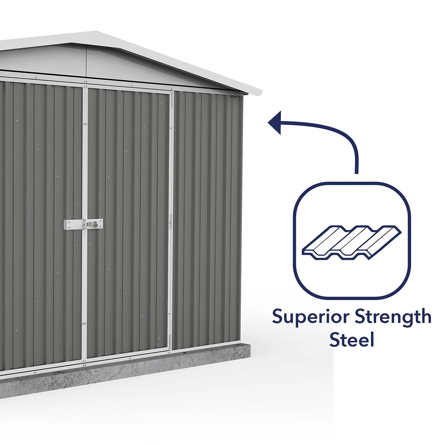 Absco 10 X 7ft Regent Metal Apex Shed - Grey 8 Absco 10 X 7ft Regent Metal Apex Shed - Grey - Image 6