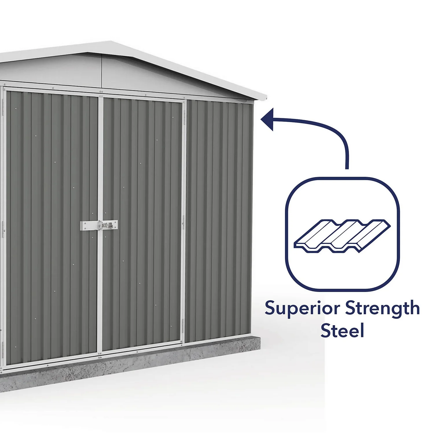 Absco 10 X 10ft Regent Metal Apex Shed - Grey 9 Absco 10 X 10ft Regent Metal Apex Shed - Grey - Image 7