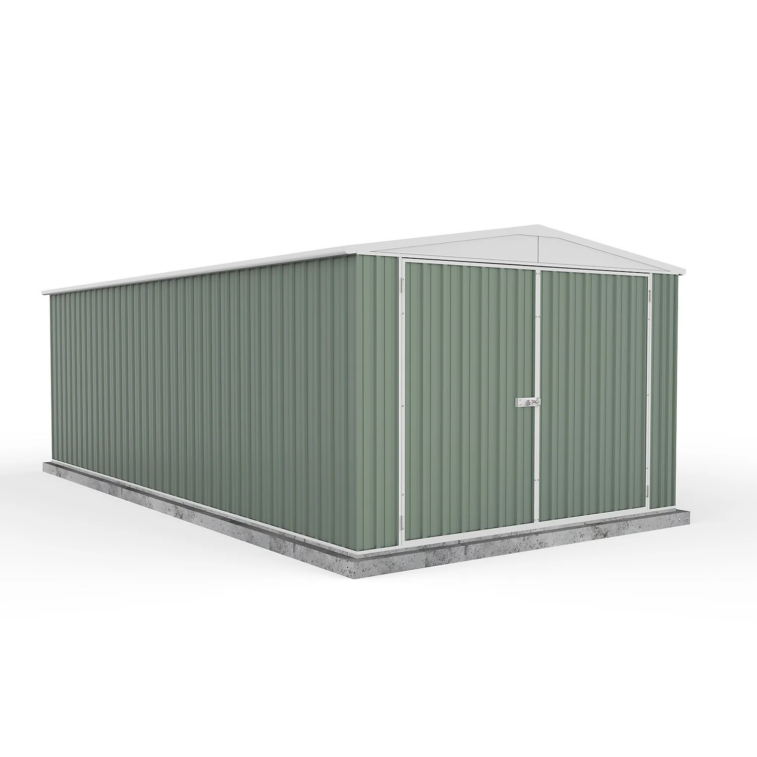 Absco 10x20ft Utility Workshop Apex Metal Shed - Green 3 Absco 10x20ft Utility Workshop Apex Metal Shed - Green