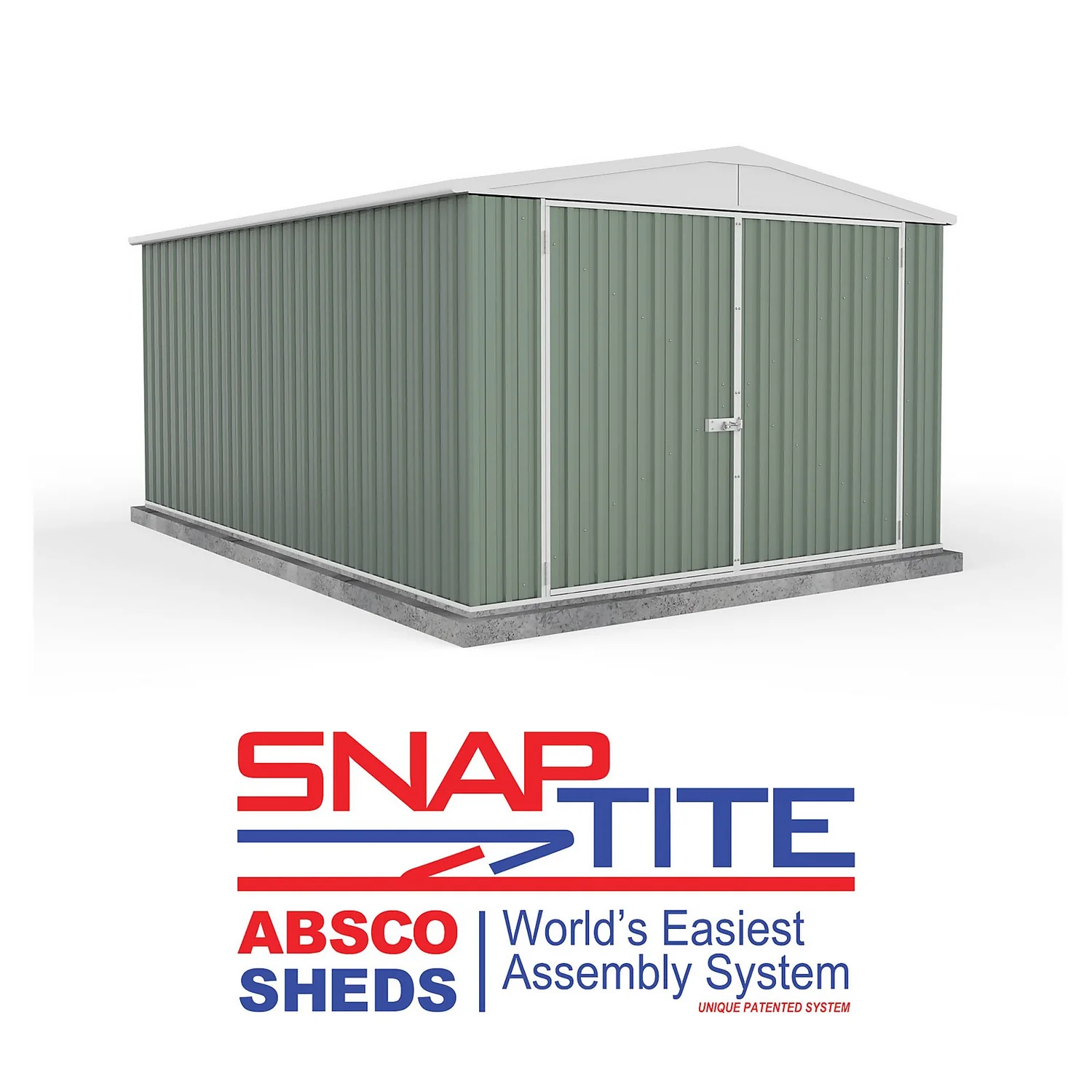 Absco 10 X 15ft Utility Workshop Apex Metal Shed - Green 4 Absco 10 X 15ft Utility Workshop Apex Metal Shed - Green - Image 2