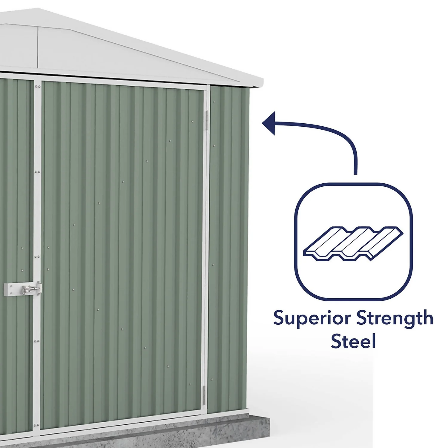 Absco 10 X 15ft Utility Workshop Apex Metal Shed - Green 9 Absco 10 X 15ft Utility Workshop Apex Metal Shed - Green - Image 7