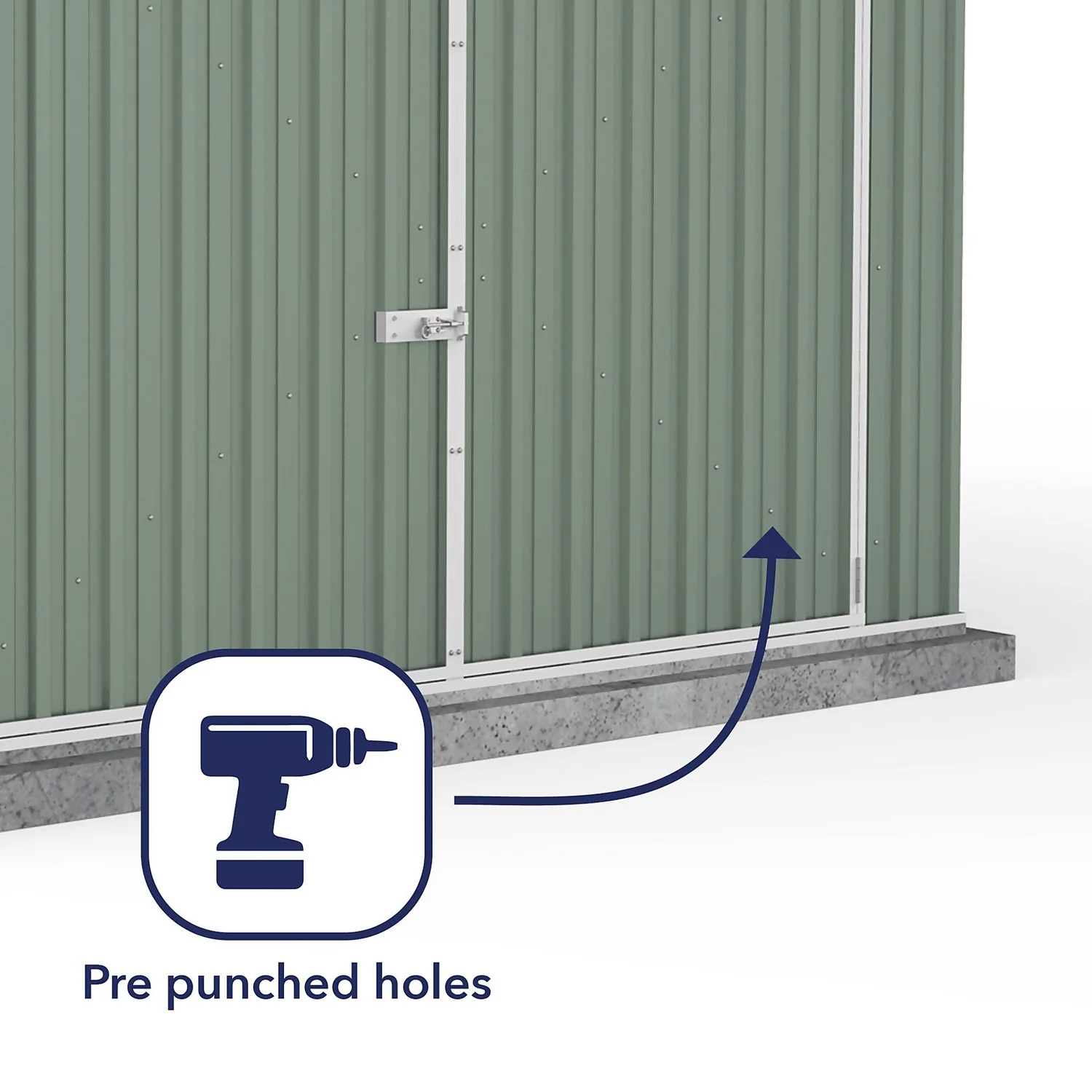 Absco 10 X 15ft Utility Workshop Apex Metal Shed - Green 8 Absco 10 X 15ft Utility Workshop Apex Metal Shed - Green - Image 6