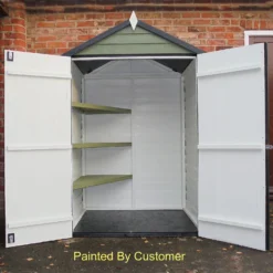 Shire 4x3ft Overlap Double Door Garden Tool Shed With Shelves -Garden Care Shop 13505226 1134926473805594
