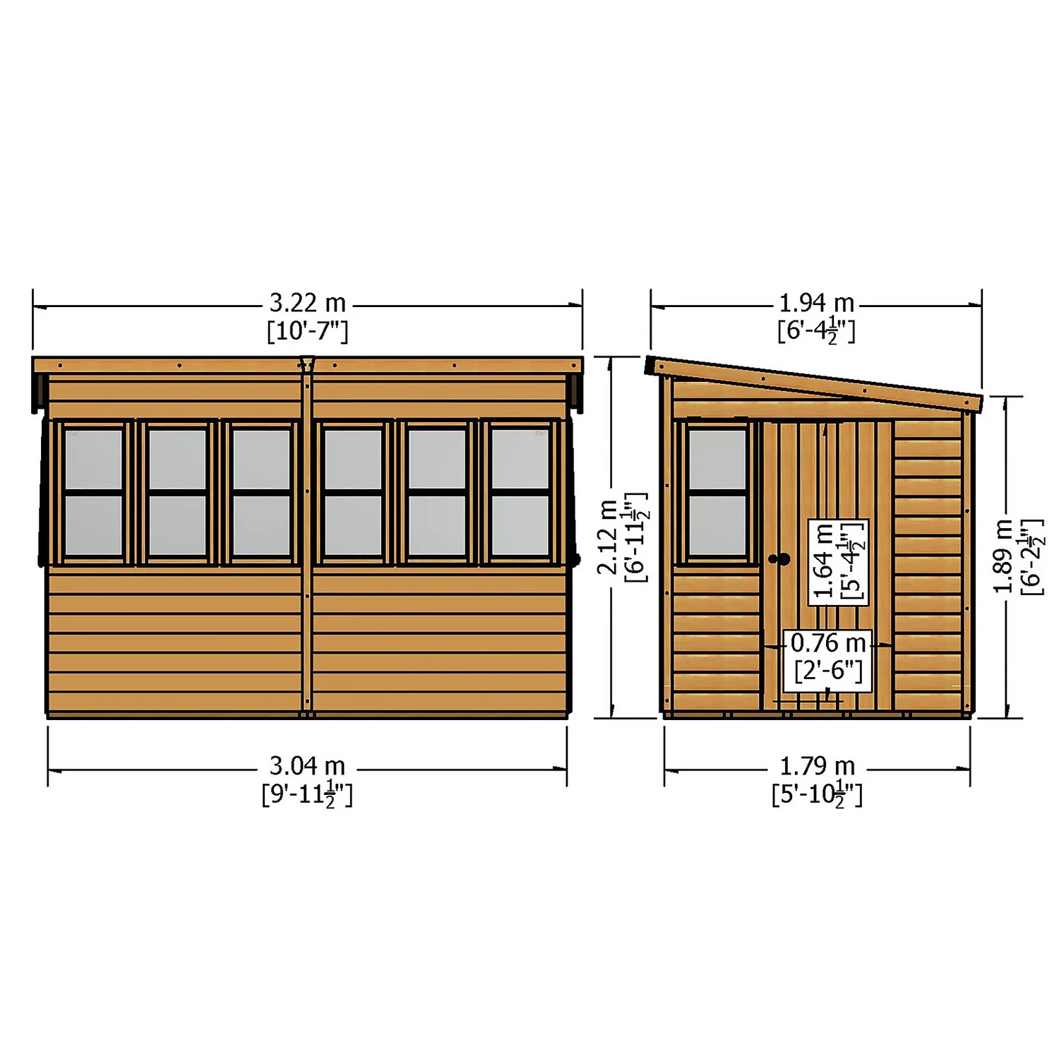 Shire 10 X 6ft Sun Pent Shed 5 Shire 10 X 6ft Sun Pent Shed - Image 3