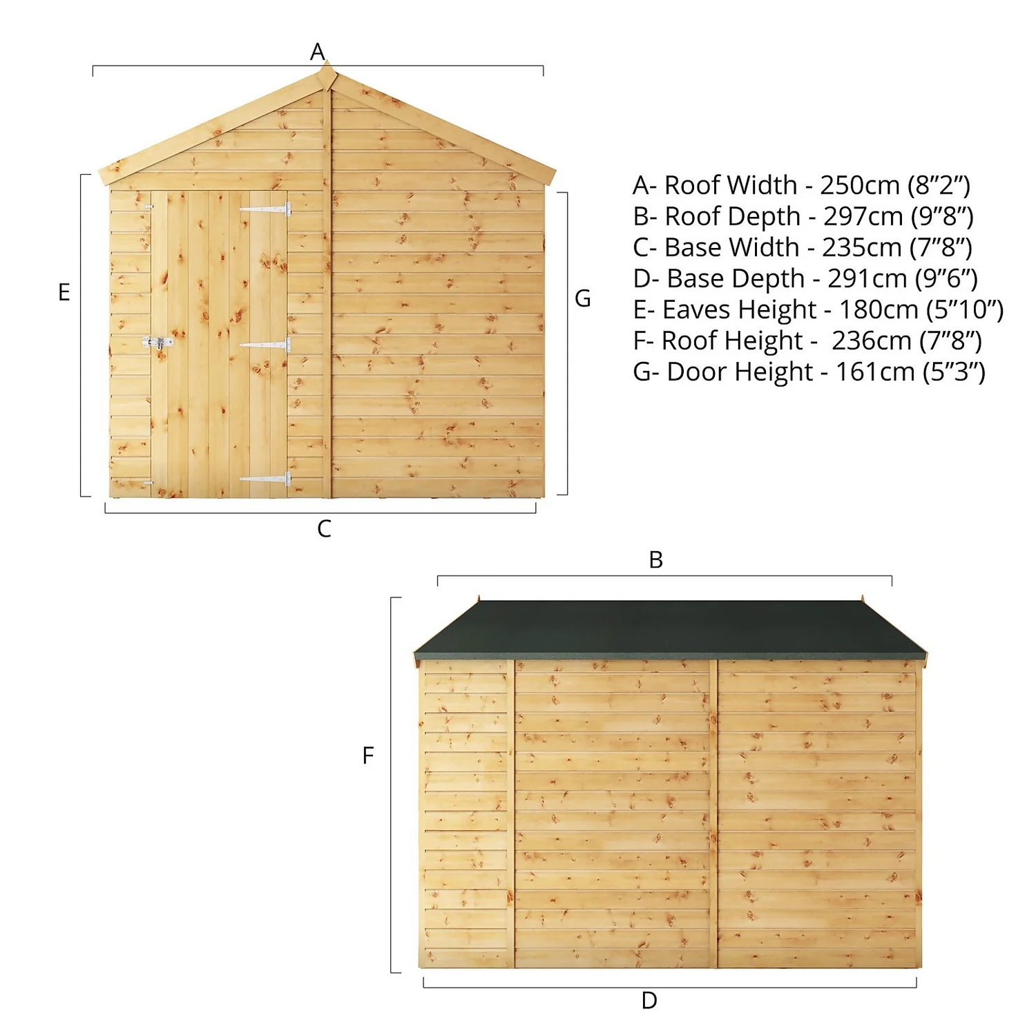 Mercia 10ft X 8ft Premium Windowless Shiplap Apex Shed 8 Mercia 10ft X 8ft Premium Windowless Shiplap Apex Shed - Image 6