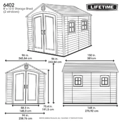 Lifetime Plastic Outdoor Storage Shed - 8x12.5ft 13 Lifetime Plastic Outdoor Storage Shed - 8x12.5ft -Garden Care Shop 13660830 1565012583932607