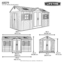 Lifetime 15 X 8ft Outdoor Storage Shed - Installation Included -Garden Care Shop 13911312 3424978028043366