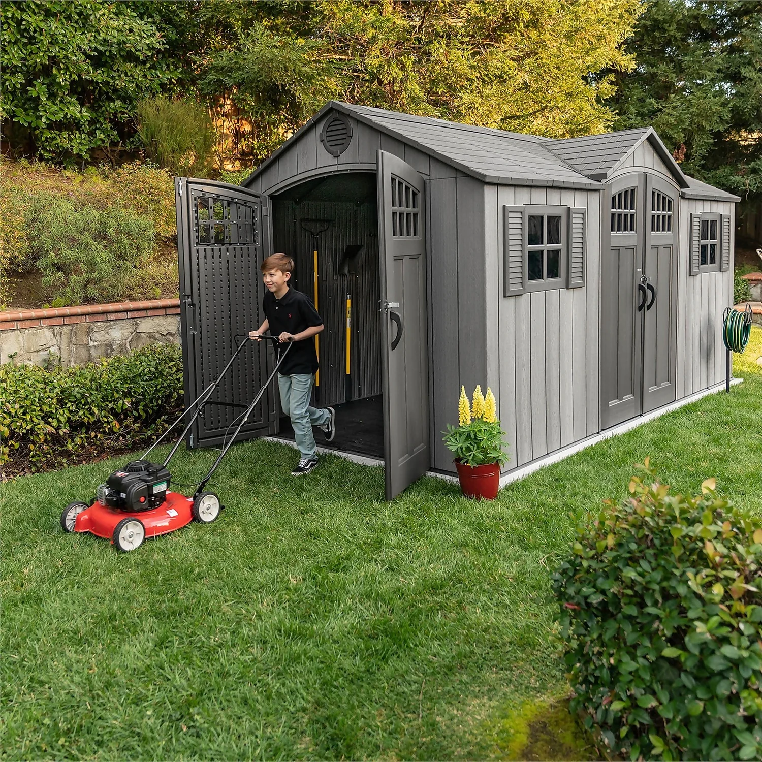 Lifetime 15 X 8ft Rough Cut Dual Entry Outdoor Storage Shed - Installation Included 4 Lifetime 15 X 8ft Rough Cut Dual Entry Outdoor Storage Shed - Installation Included - Image 2