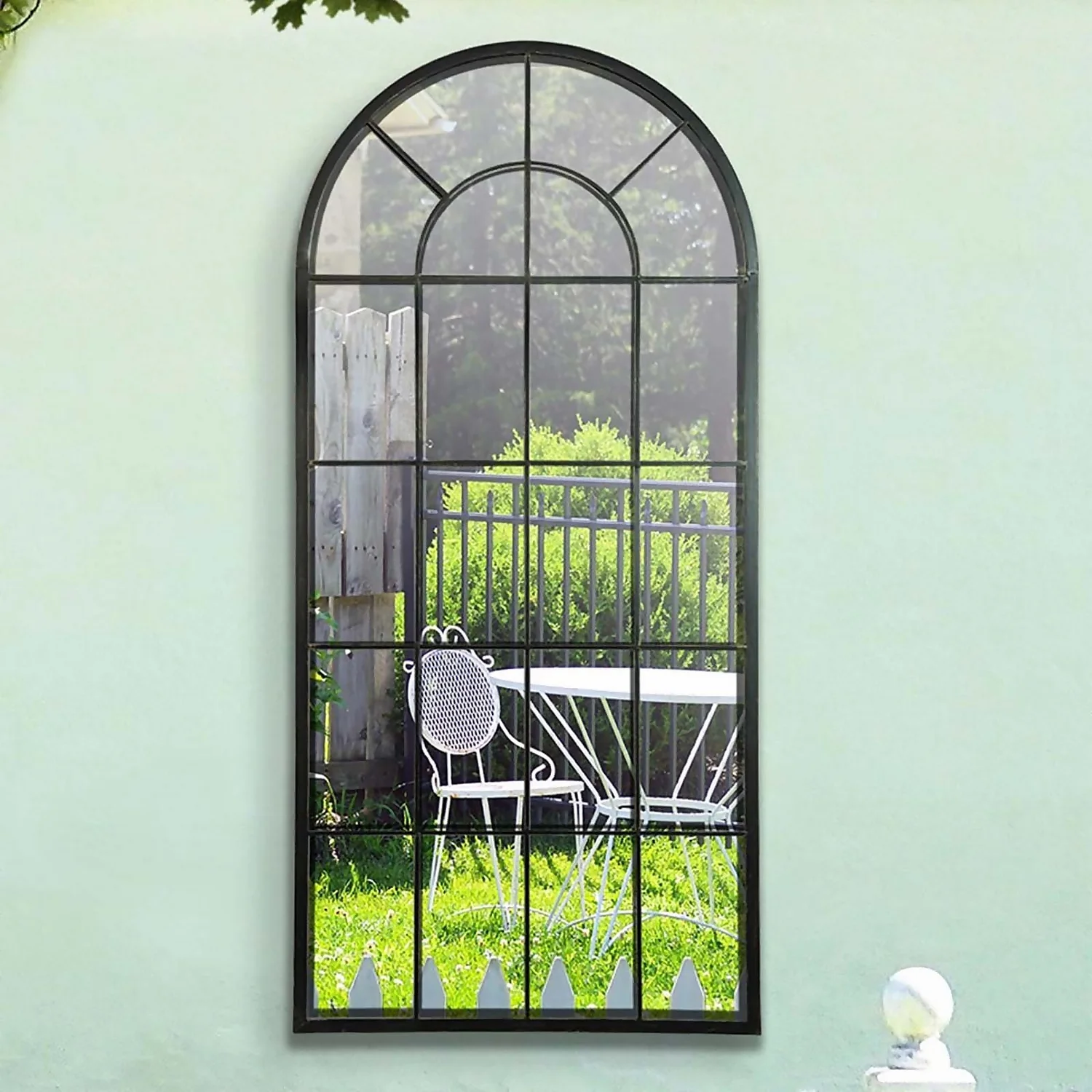 MirrorOutlet Somerley Lotus Arch Antique Black Large Garden Mirror - 140x65cm 3 MirrorOutlet Somerley Lotus Arch Antique Black Large Garden Mirror - 140x65cm