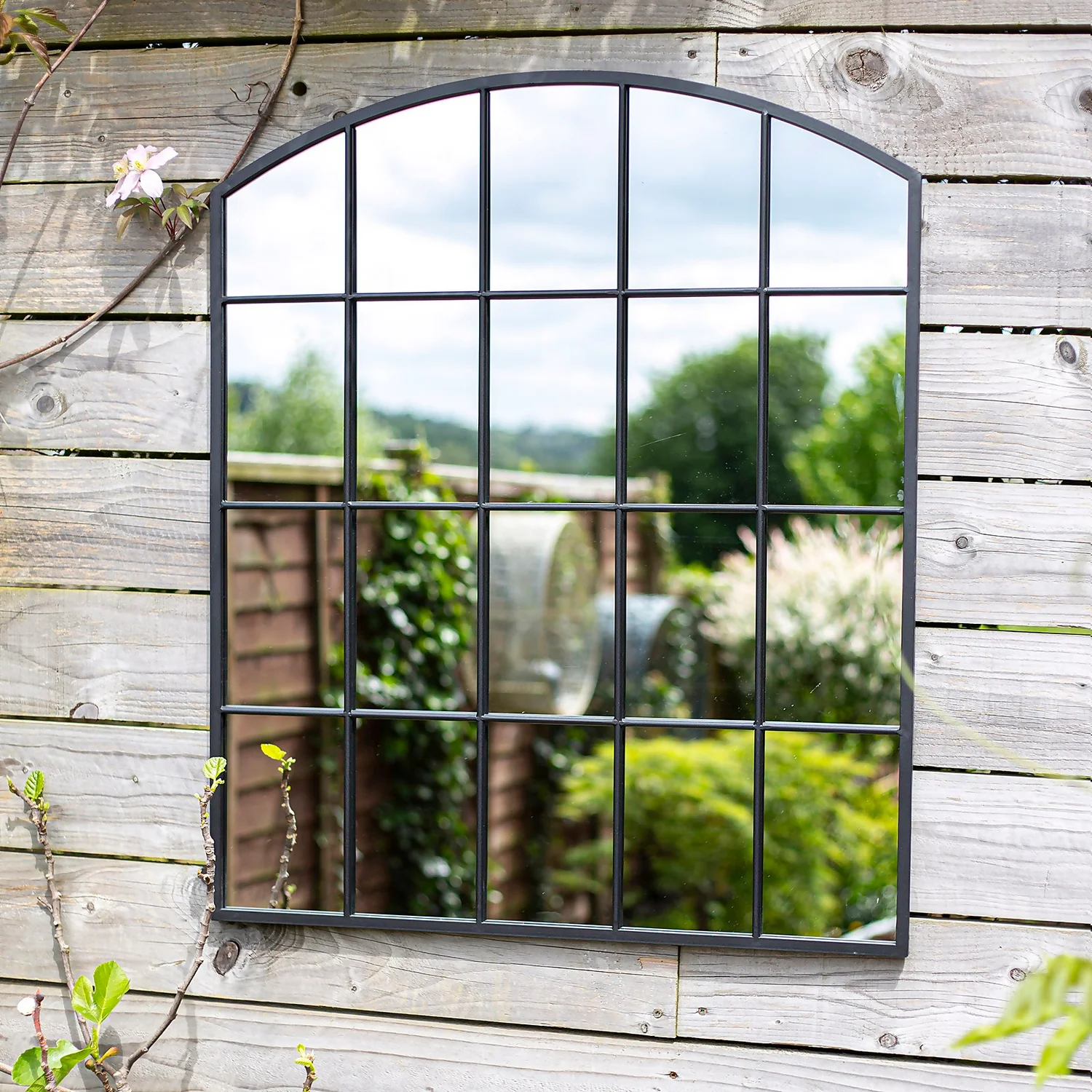 Black Industrial Arch Garden Mirror 4 Black Industrial Arch Garden Mirror - Image 2